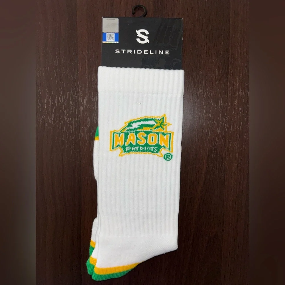 GEORGE MASON UNIVERSITY STRIDELINE CREW SOCKS NWT MEN’S SHOE SIZE 8-12